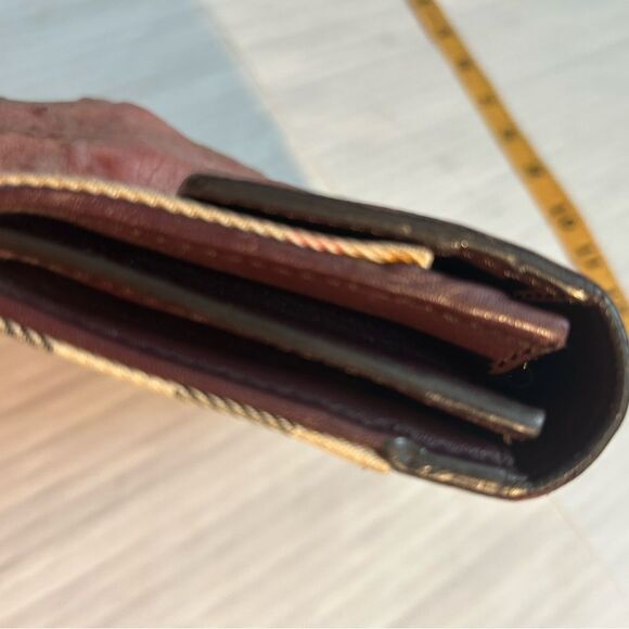 Burberry Porter Continental Burgundy Leather and Canvas Wallet - Picture 14 of 14